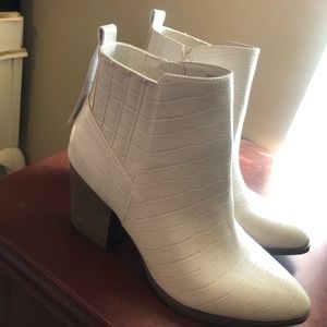 Time and True Cream Colored snake skin booties